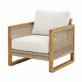Fauteuil de jardin en bois et corde beige avec coussins, dimensions 76x78x78 cm, de la marque Polvaken.