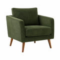 Fauteuil en tissu côtelé vert de style contemporain avec pieds en bois, dimensions 82x78x85 cm, par Polvaken.