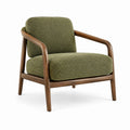 Fauteuil en tissu texturé vert et bois brun, dimensions 75x80x80 cm, style contemporain, par Polvaken.