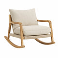 Fauteuil à bascule en bois et tissu beige naturel, style bohème, dimensions 70x88x90 cm, par Polvaken.