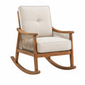 Fauteuil à bascule en bois brun et tissu beige, style naturel, dimensions 70x90x100 cm, par Polvaken.