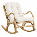 Fauteuil à bascule en bois beige avec assise bouclette, dimensions 100 x 65 x 105 cm, fauteuil confortable de Polvaken.