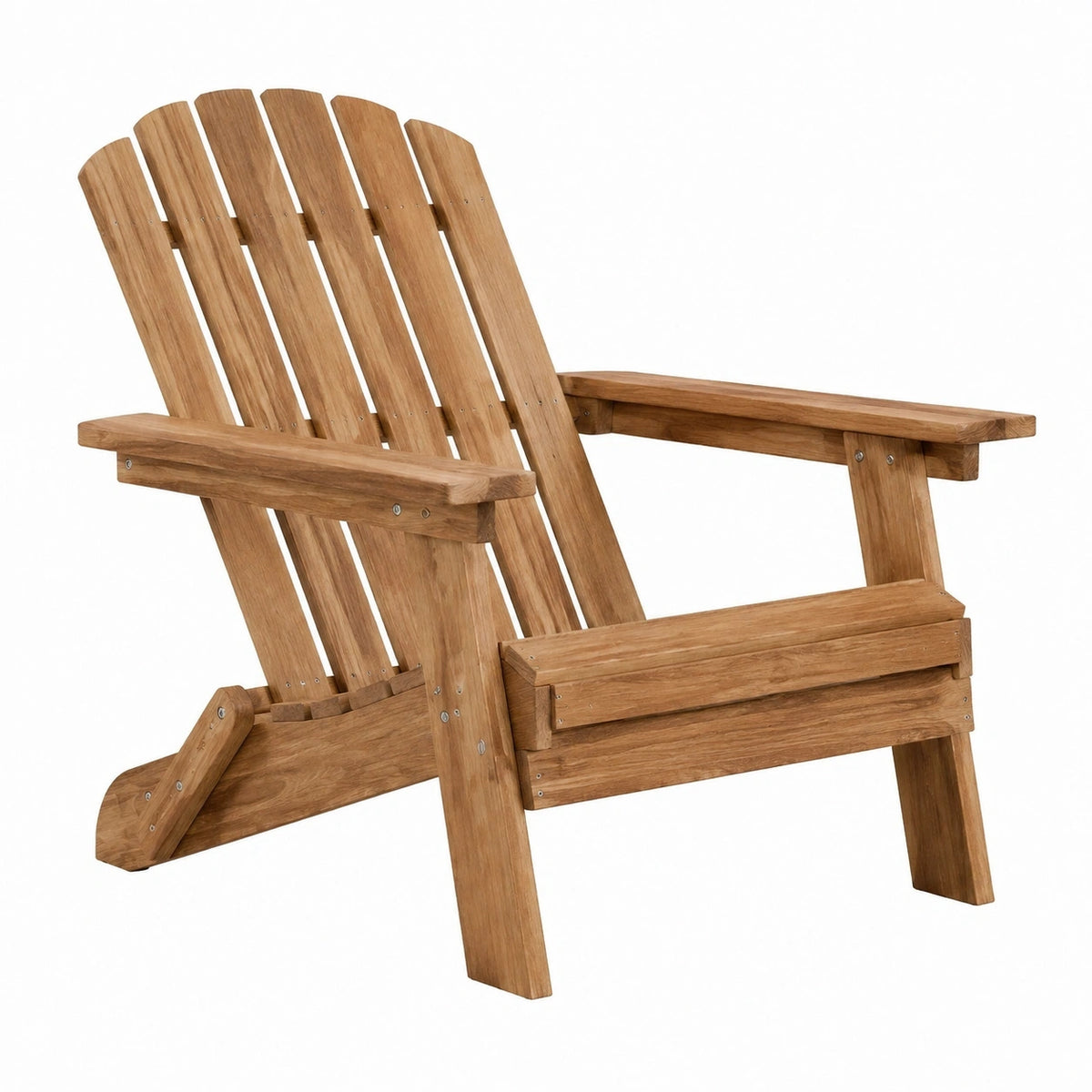 Fauteuil Adirondack en bois massif naturel de Polvaken, avec dossier incliné, dimensions 98x76x92 cm, pour jardin.