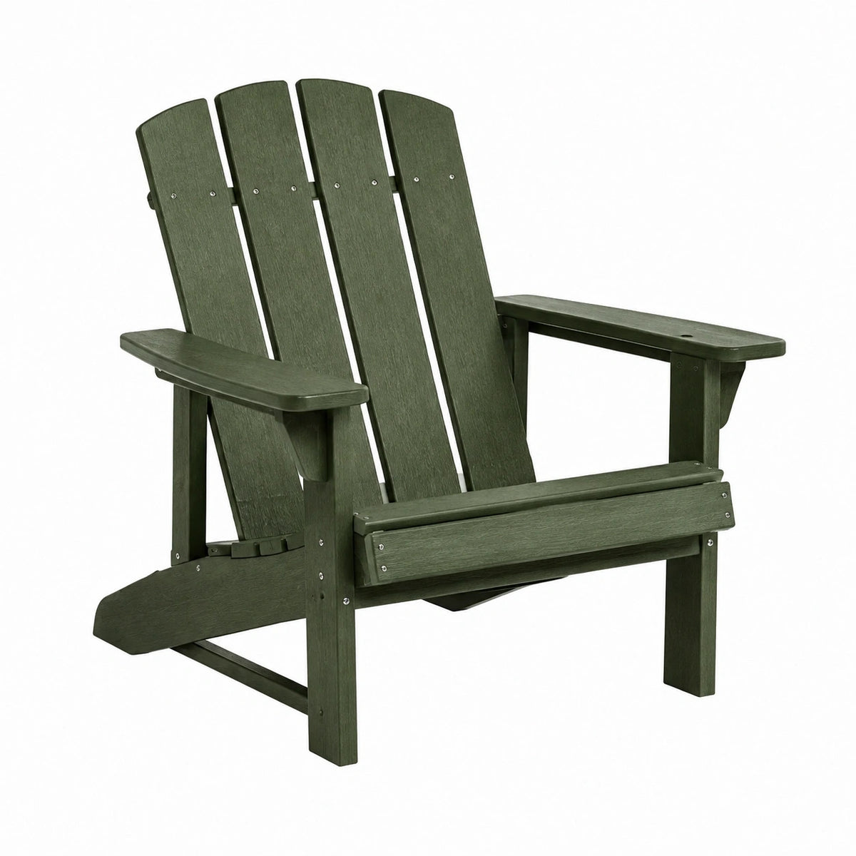 Fauteuil Adirondack en plastique vert Polvaken, dimensions 80 x 86 x 98 cm, avec accoudoirs, style jardin extérieur.