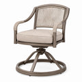 Fauteuil de jardin pivotant en métal et corde taupe avec coussin, style contemporain, dimensions 75x75x95 cm, par Polvaken.